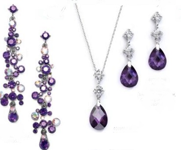 Dark purple deep purple amethyst  Personalized initial necklace CZ bridesmaid gift set  bridesmaid bracelet purple   Bridesmaid earrings